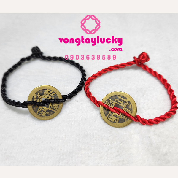 Vòng tay đồng xu cổ tết dây