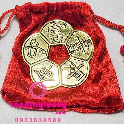 đồng xu hoa mai kim tiền, đồng xu hoa mai bỏ ví, đồng xu hoa mai phong thủy, đồng xu hoa mai, đồng xu hoa mai giữ lộc