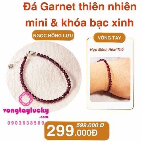 Vòng tay đá garnet tự nhiên 4li mini khóa bạc Thái thật xinh