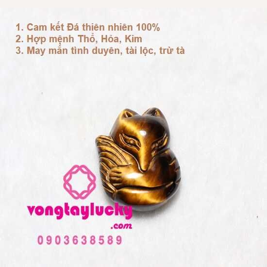 Hồ ly đá mắt hổ vàng nâu 9 đuôi cong