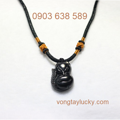 dây cổ hồ ly, hồ ly đá núi lửa obsidian, hồ ly đá thiên nhiên, dây chuyền hồ ly mệnh thủy, hồ ly mệnh mộc, dây cổ đẹp
