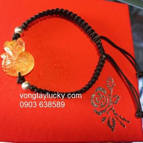 Hồ ly thạch anh tóc vàng thiên nhiên tết dây phối bạc Thái giá rẻ