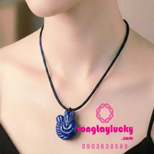 dây cổ mệnh thủy,đá LAPIS LAZULI, hồ ly xanh biển, hồ ly mệnh thủy, dây chuyền hồ ly, mặt dây chuyền hồ ly, hồ ly đá đeo cổ
