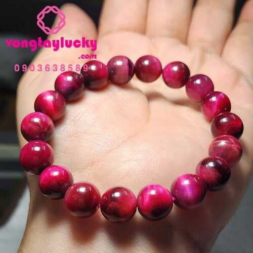 Vòng tay đá thạch anh mắt hổ hồng tím 10li