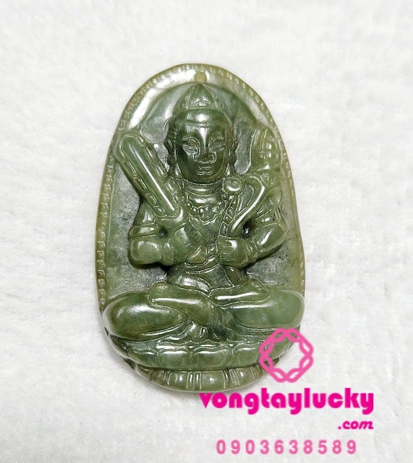 Phật bản mệnh Hư không tạng bồ tát cẩm thạch dầu 3 x4.5cm hộ mệnh tuổi sửu và tuổi dần