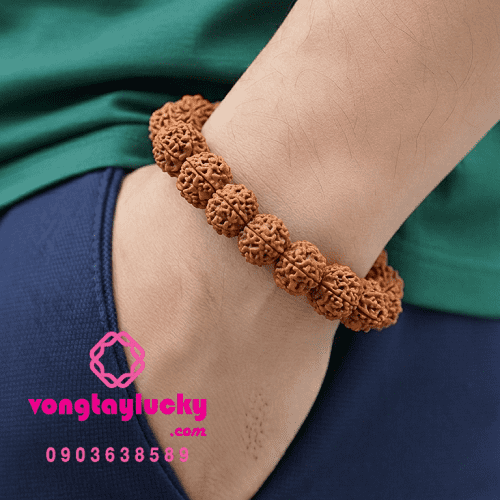 Chuỗi đeo tay bồ đề kim cang (Rudraksha) Tây tạng 12li 5 múi