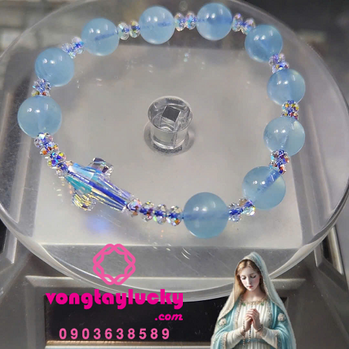 chuỗi mân côi, vòng tay công giáo, vòng tay đá aquamarine, vòng tay mệnh thủy, vòng tay mệnh mộc, vòng tay công giáo