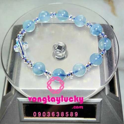 Chuỗi mân côi đá aquamarine