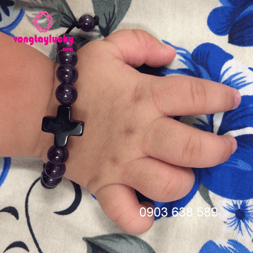Vòng công giáo thạch anh tím cho bé sơ sinh 5 tuổi