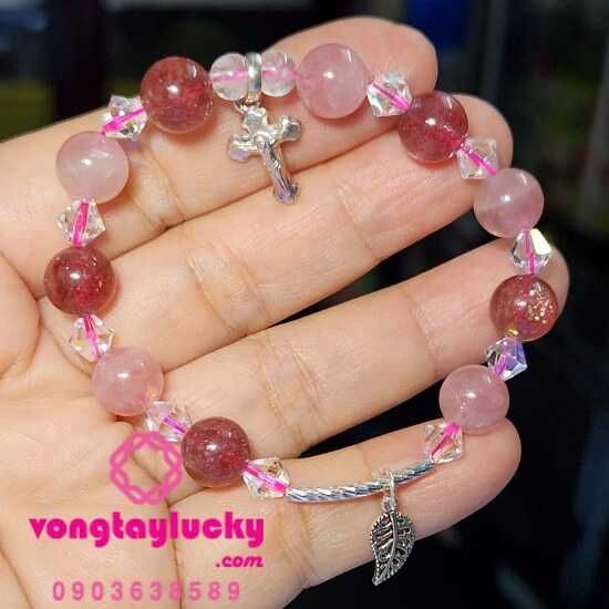 vòng mân côi đá tự nhiên, chuỗi mân côi đẹp, chuỗi mân côi thạch anh, vòng đá phong thủy, vòng tay công giáo