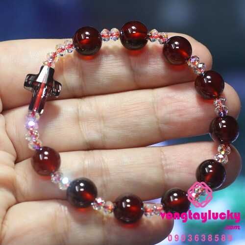 chuỗi mân côi đá garnet, vòng tay công giáo, vòng tay phong thủy, tràng hạt mân côi, chuỗi mân côi nữ