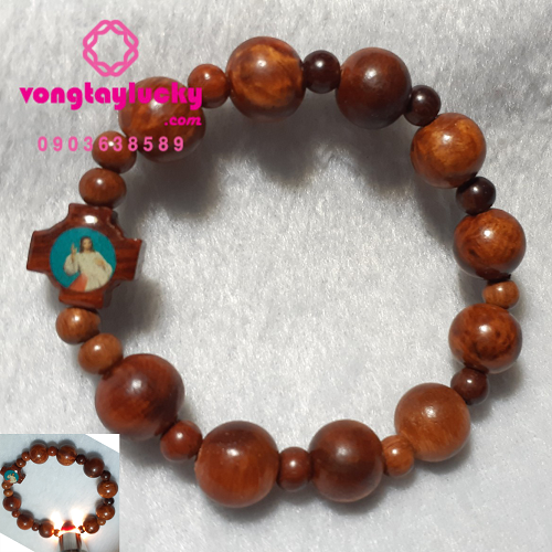 chuỗi mân côi gỗ quý, vòng tay gỗ huyết long nu, tràng hạt mân côi, chuỗi mân côi phong thủy gỗ trừ tà, vòng tay công giáo