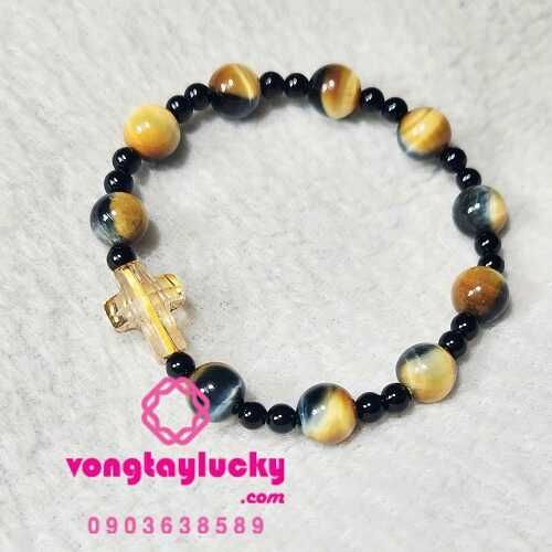 thạch anh mắt hổ, vòng mân côi đá mắt hổ, chuỗi mân côi, vòng tay phong thủy, vòng tay mệnh kim, vòng tay công giáo