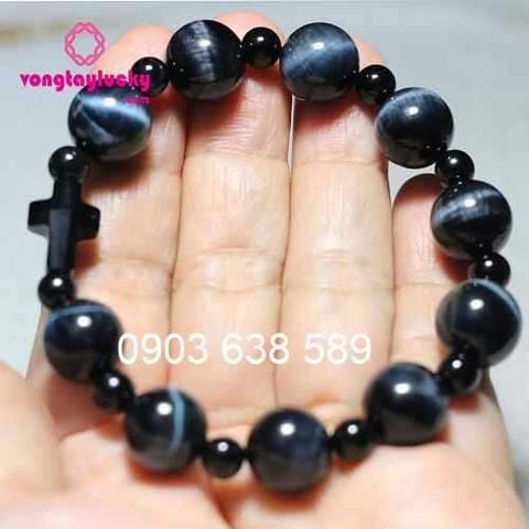 vòng tay đá mắt hổ, đá mắt hổ xanh dương đen, vòng tay đá phong thủy, vòng tay may mắn, vòng tay nam, vòng tay công giáo, vòng tay thánh giá, vòng tay quý ông