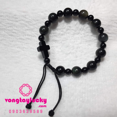 chuỗi mân côi đá obsidian, chuỗi mân côi đẹp, chuỗi mân côi đá tự nhiên, chuỗi mân côi đá obsidian, vòng công giáo
