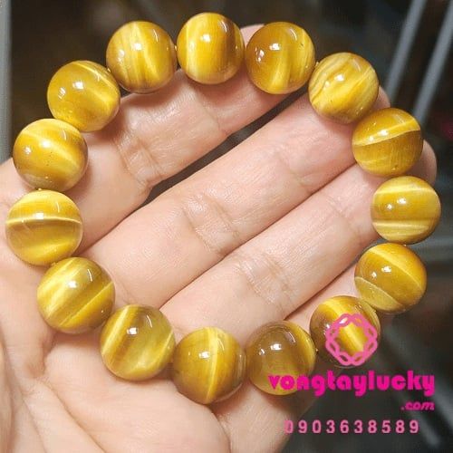 vòng tay đá mắt hổ, vòng tay đá mắt hổ vàng, vòng tay mệnh kim, vòng tay đá phong thủy, công dụng đá mắt hổ,đá mắt hổ 14li