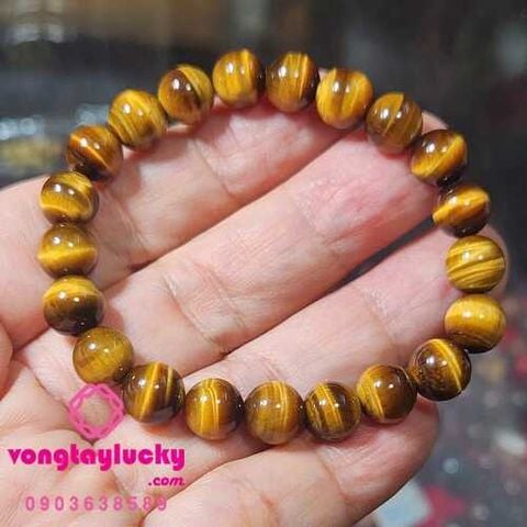 Vòng tay cho người mạng thổ đá mắt hổ vàng nâu tự nhiên từ 8li-10li
