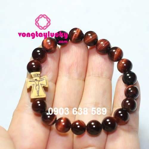 đá mắt hổ đỏ, chuỗi mân côi bằng đá, vòng tay công giáo đá thạch anh mắt hổ,vòng tay công giáo đá tự nhiên, vòng công giáo,