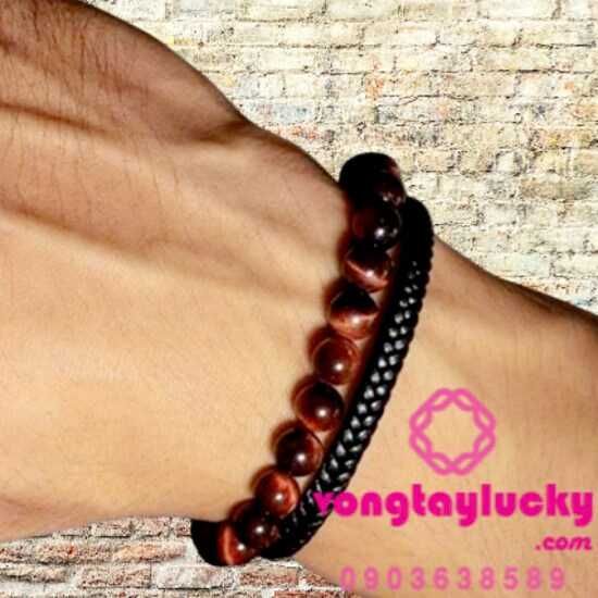 Set vòng tay đá mắt hổ 8li vip 5A và dây da khóa bấm 4li (nếu chỉ mua vòng đá thì giá 340K)