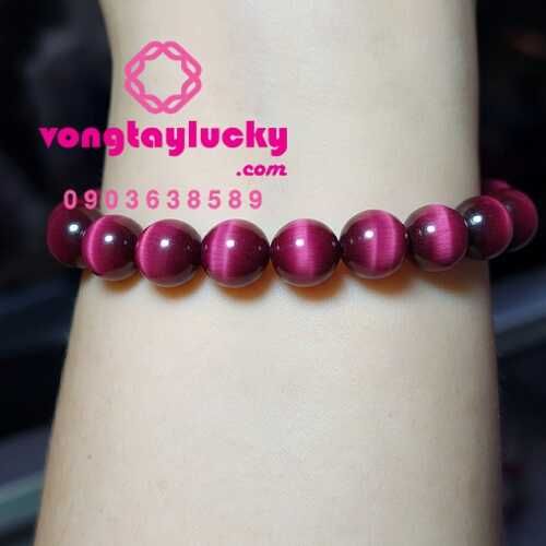 Vòng tay đá thạch anh mắt hổ hồng tím 10li
