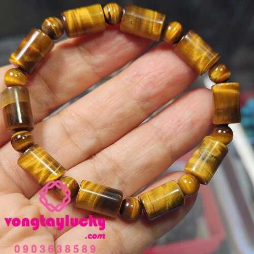 Vòng tay đá mắt hổ lu thống vàng nâu 08