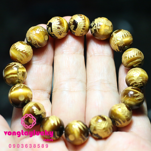 vòng tay đá mắt hổ, đá mắt hổ chạm rồng, vòng đeo tay đá mắt hổ vàng nâu, đá mắt hổ thiên nhiên,vòng tay tài lộc