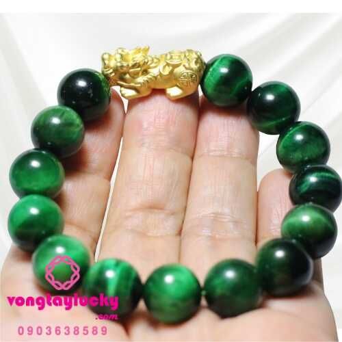 vòng tay đá mắt hổ xanh lục, vòng tay phong thủy, vòng tay mệnh mộc, vòng tay mệnh hỏa
