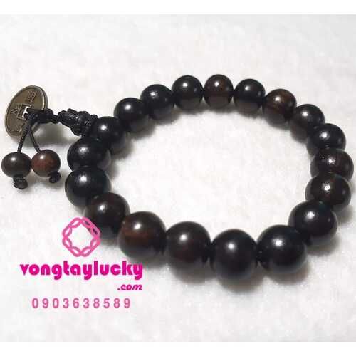 vòng đeo tay, vòng tay mệnh mộc, vòng tay mệnh thủy, chuỗi gỗ mun, vò ng tay nữ, gỗ mun phối đồ ng xu, gỗ mun mix đồng xu tài lộc, vong tay gỗ mun 10li, mệnh mộc