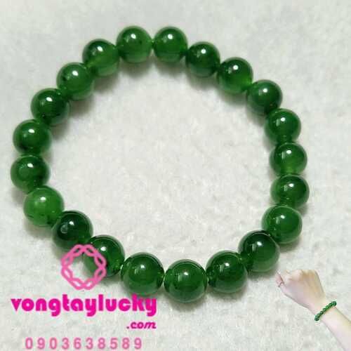 Vòng tay đá ngọc bích (Nephrite) 8li thiên nhiên 4A cho nữ tay nhỏ