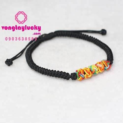 Vòng tay phối phụ kiện bi xoắn bạc Thái tết chỉ 2 màu cân bằng âm dương ngũ hành độc đáo