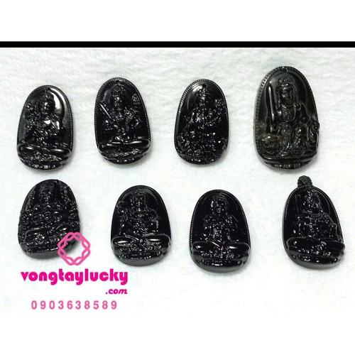 Phật bản mệnh 12 con giáp đá đen 2x3 hoặc 2.5x3.5 cm