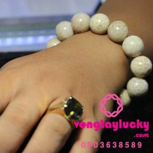 san hô hóa thạch, san hô hóa thạch thiên nhiên, vòng tay san hô hóa thạch, hô hóa thạch trắng, vòng tay nam đá san hô