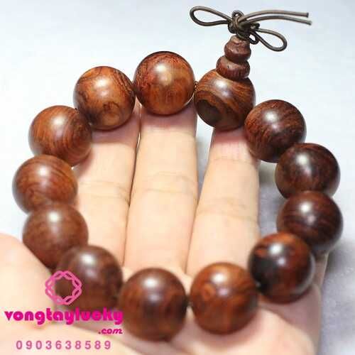 Vòng tay gỗ sưa tự nhiên vân đẹp Vip 18li -20li có hồ lô