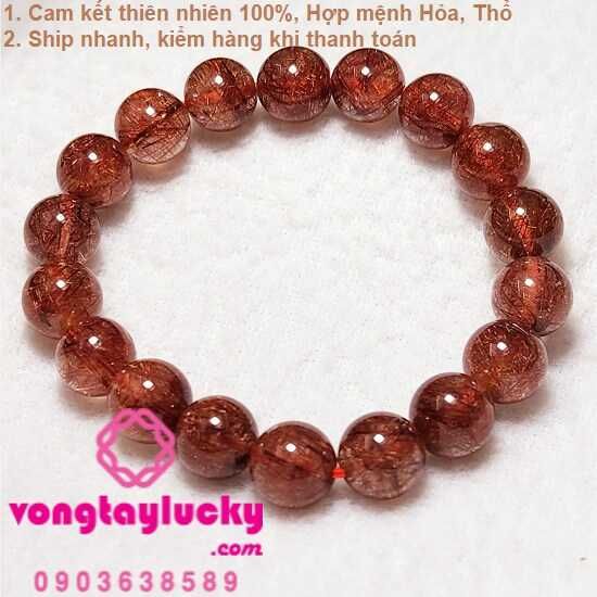 vòng tay đá thạch anh thạch anh tóc đỏ vòng tay mệnh hỏa vòng tay tài lộc vòng tay phong thủy vòng tay hợp mệnh,tóc đỏ 10li