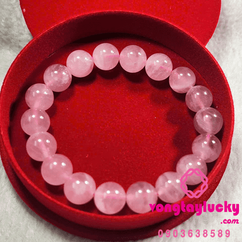 vòng tay thạch anh hồng, thạch anh hồng thiên nhiên, thạch anh hồng 10li, vòng tay mệnh hỏa, thạch anh hồng cao cấp