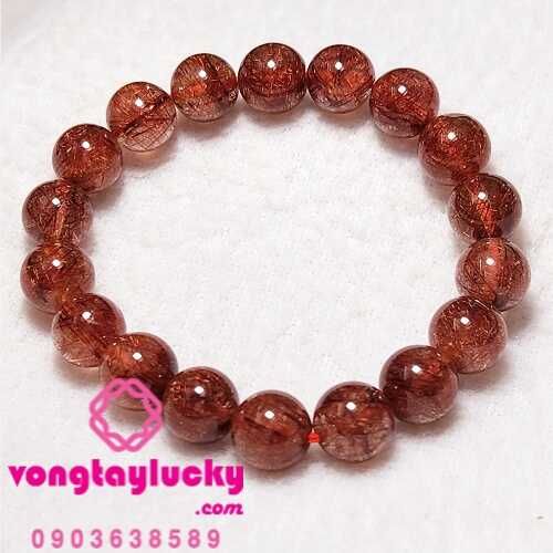 Vòng thạch anh tóc đỏ 10li Vip 5A nhiều tóc