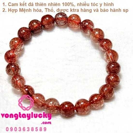 Vòng thạch anh tóc đỏ 8 li -10 li Vip 5A thiên nhiên nhiều tóc