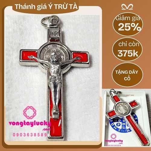 THánh giá trừ tà hợp kim 8x4cm hàng Ý