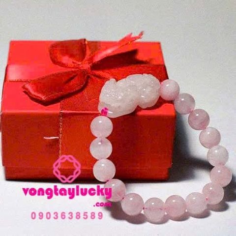 tỳ hưu đá thạch anh, tỳ hưu thạch anh ồng đeo tay, vòng tay mệnh hỏa, vòng tay nữ, vòng tay tài lộc, vòng tay may mắn, tỳ hưu đeo tay bằng đá, vòng tay thạch anh hồng 10li