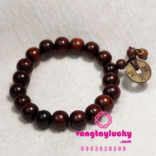 vòng tay gỗ trắc, gỗ trắc đính đồng xu, gỗ trắc tự nhiên, gỗ trắc đeo tay, vòng tay nam nữ