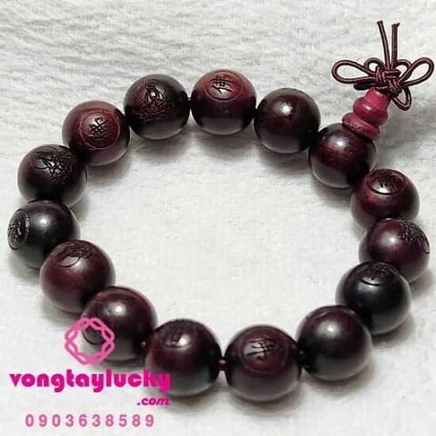 Vòng tay gỗ trắc 10li  và 15likhắc hình ảnh Quan Âm Bồ Tát và chữ Phật