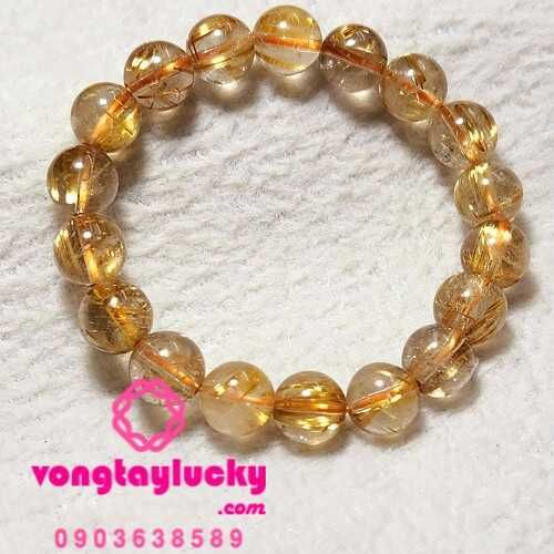 Vòng tay thạch anh tóc vàng 10li sợi dày và đậm thiên nhiên 4A