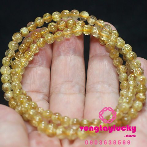 Vòng tay thạch anh tóc vàng 6 li Vip 5A quấn tay 3 vòng