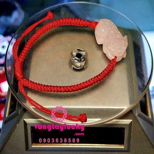 Vòng tay tỳ hưu thạch anh hồng 1.5x2.5cm thiên nhiên tết dây