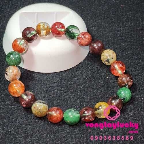 Vòng tay đá thạch anh ưu linh ngũ sắc (đa sắc) cao cấp 7A