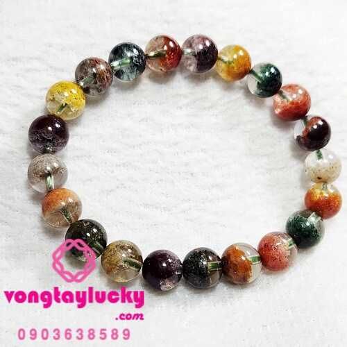Vòng tay đá thạch anh ưu linh ngũ sắc (đa sắc)