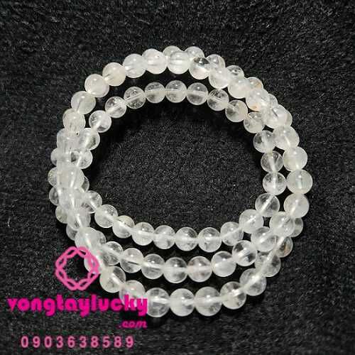 Chuỗi quấn tay thạch anh ưu linh trắng 6li