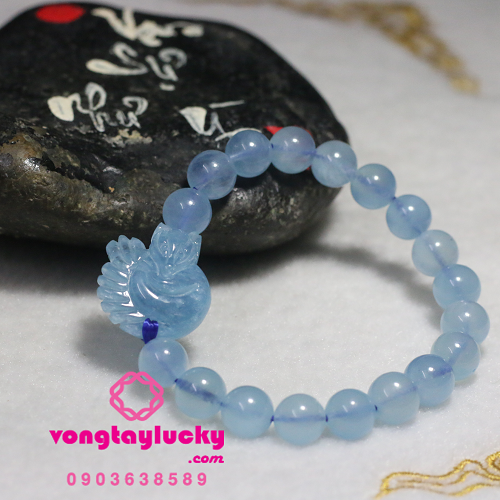 Vòng tay hồ ly 2,5x2cm đá Aquamarine 8.5-9li
