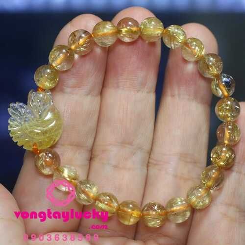 hồ ly thạch anh tóc vàng, vòng tay hồ ly vòng tay thạch anh tóc vàng, vòng tay phong thủy, vòng tay mệnh kim, vòng tay nữ