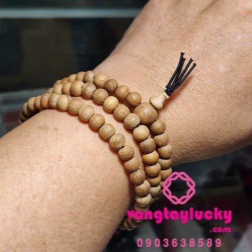 Chuỗi 108 hạt 6li gỗ xá xị quấn tay